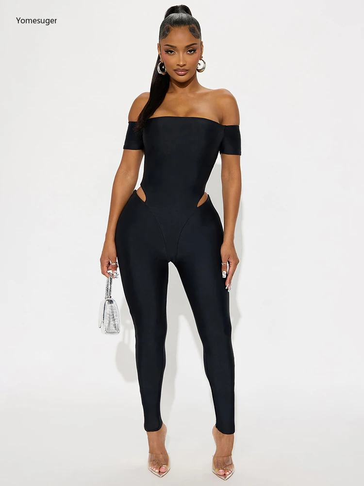

Yomesugar Sexy Strapless Jumpsuit Women Hipster Slash Neck Waistless Backless Skinny Rompers Streetwear Midnight Party Clubwear
