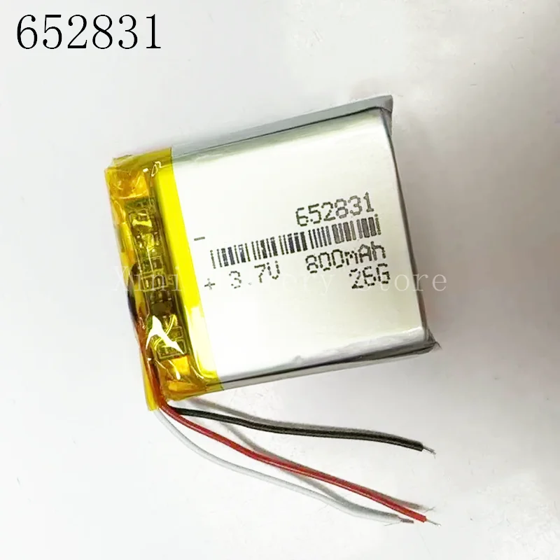 1PCS/LOT 652831 3.7V 800mAh With 3 Lines Battery High-Voltage Polymer Lithium Battery for Watch Battery