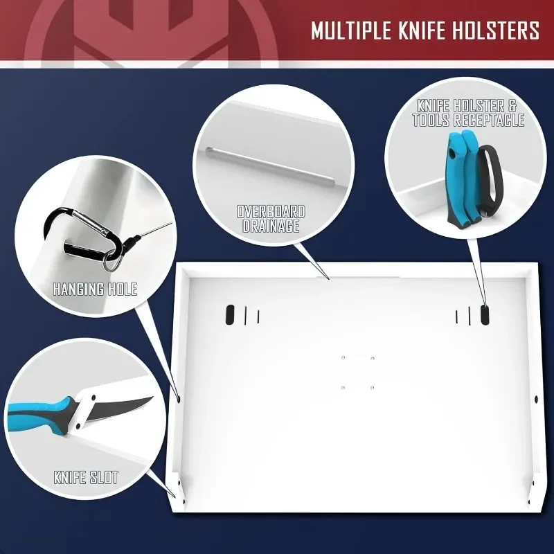 شعبية | لوح تقطيع الطعم للقارب، لوح تقطيع القارب، مع حامل قضيب لتخزين ذو طيات وفتحة سكين، لتنظيف الأسماك #3