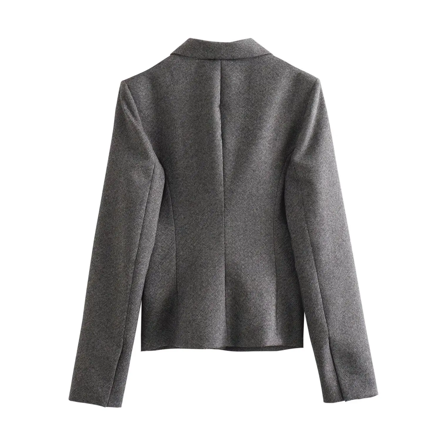 

Dave&Di British Fashion Retro Single Breasted Grey Suit Casual Women Jacket Blazers For 2024 Spring