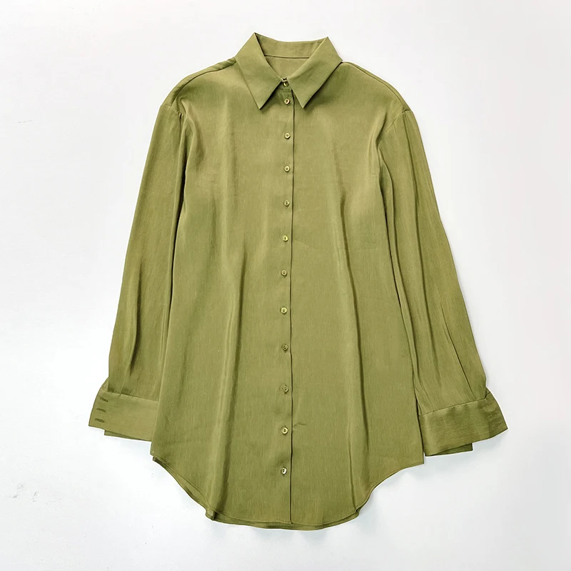 

2025 Dyed Silk Linen Shirt With Dropped Shoulders And Loose Fit