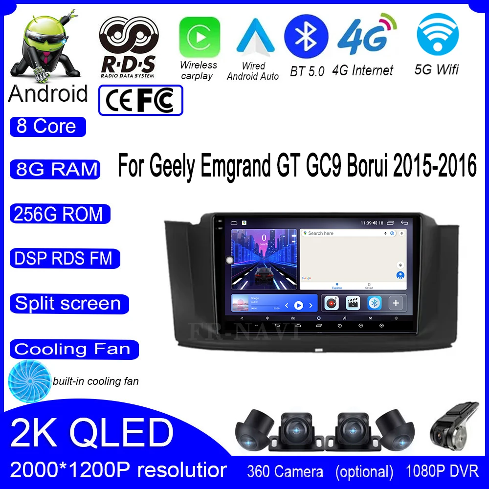 

DSP Android 14 For Geely Emgrand GT GC9 Borui 2015-2016 Car Audio Player Autoradio Carplay Video MultimediaHD Touch Screen