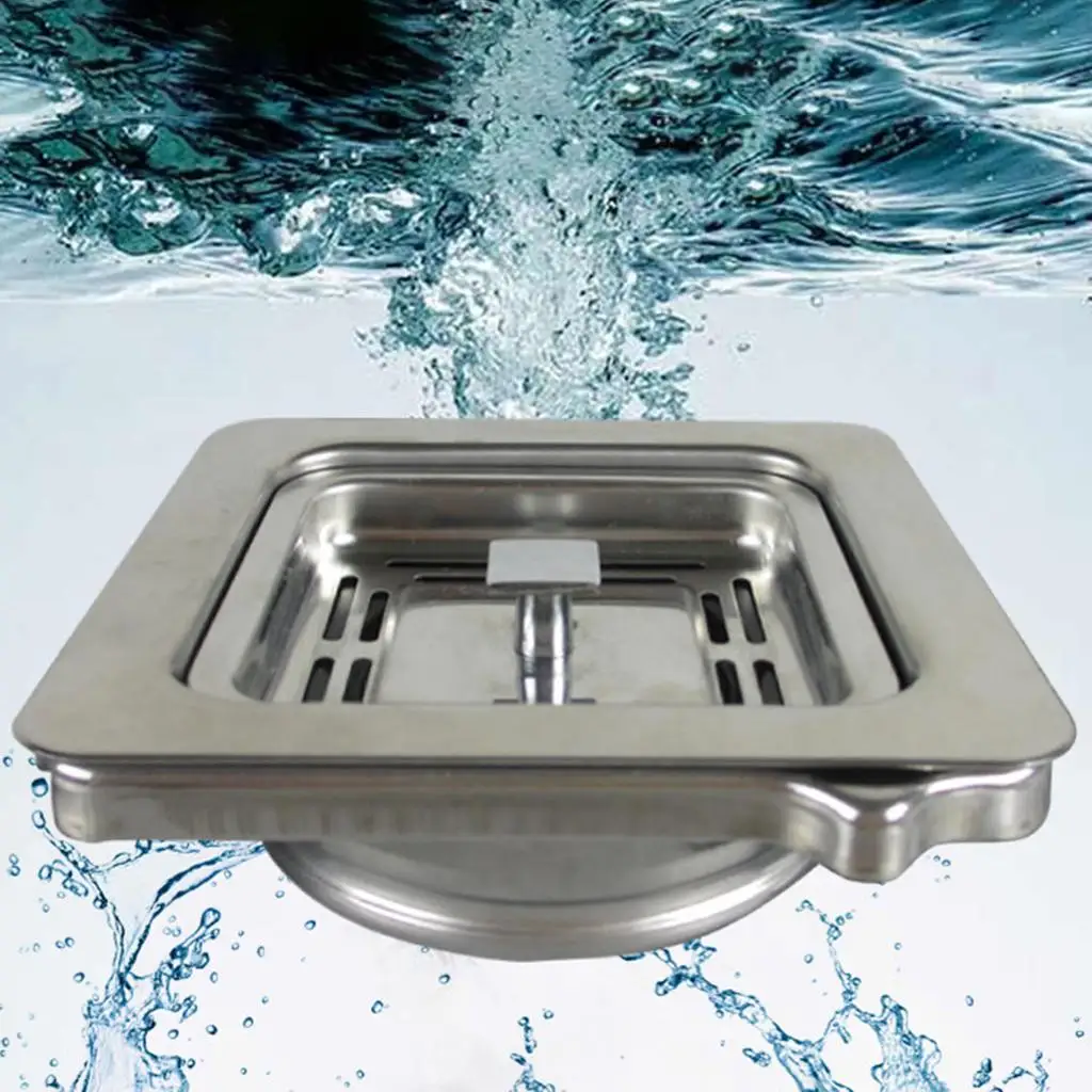 114mm Square Garbage Disposer Drain Basket Stainless Steel Sink Accessories Stainless Steel Sink Disposal Stopper Anti-Clogging