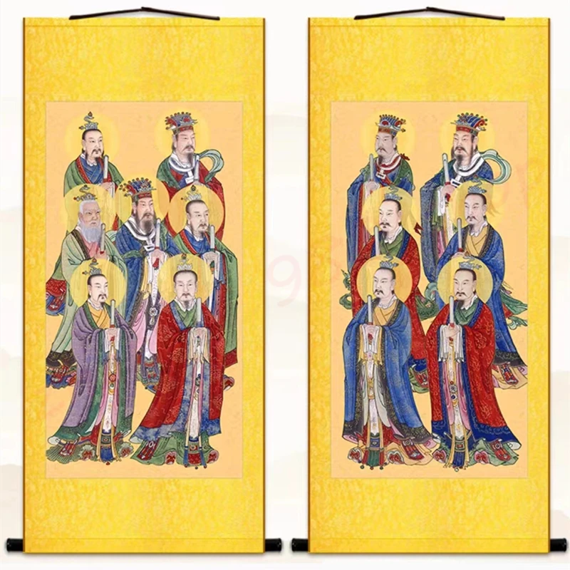 

Nandou, Beidou Xingjun, silk scroll hanging paintings, auspicious home decoration