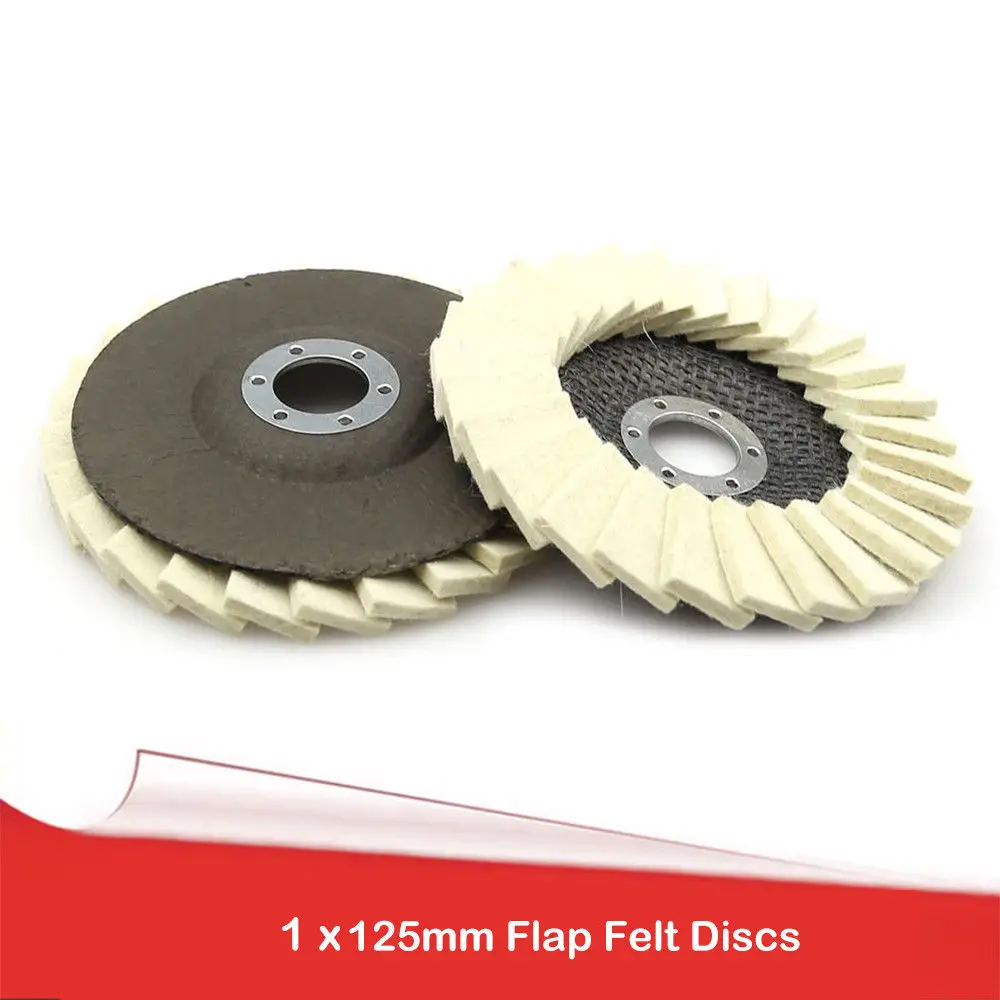Disco de fieltro con solapa, pulidor de amoladora angular de 7000 RPM para vidrio, cobre, mármol, Metal, 125mm, disco de pulido de aluminio, 1 piezas