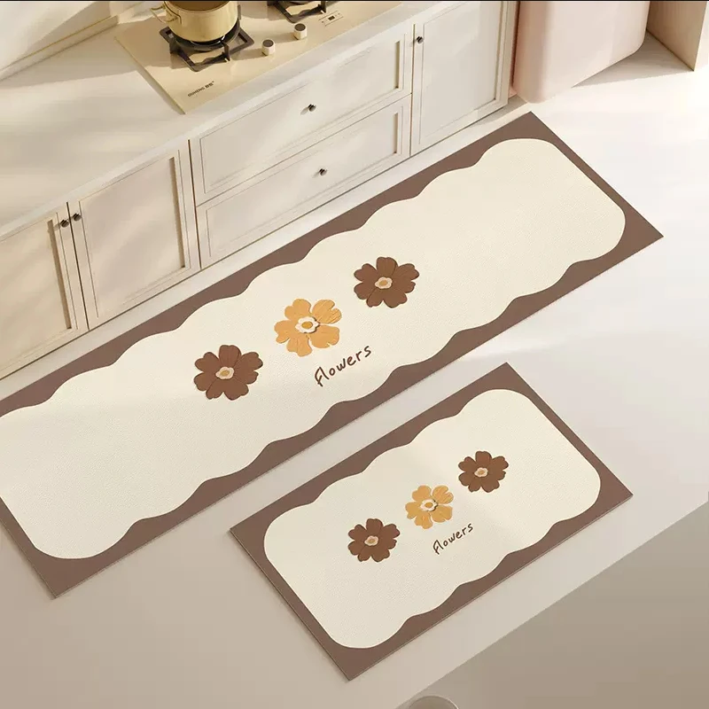 

Kitchen Carpet Leather Oil-proof Waterproof Non-slip Floral Living Room Rug Home Decoration Large Area PVC Cuttable Mat ковер 러그