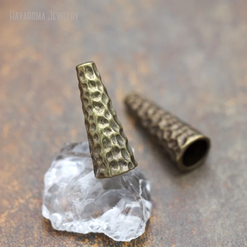 20pcs Oxidized Brass Bead Charm End Tassel Cap Cone Bronze Keychain Finding Jewelry Making Supplies