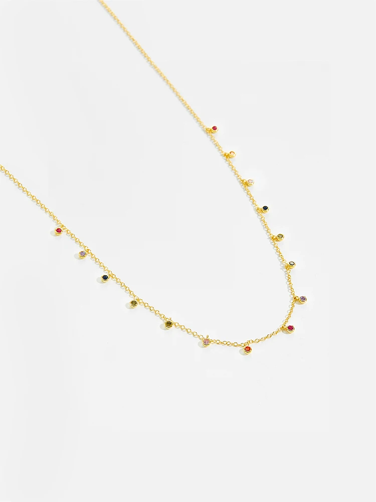 ANDYWEN 925 Sterling Silver Gold Rainbow Zircon Charm Choker Chain Necklace Rock Punk Party New Beads Pendant 2021 Fine Jewelry — zdjęcie 2