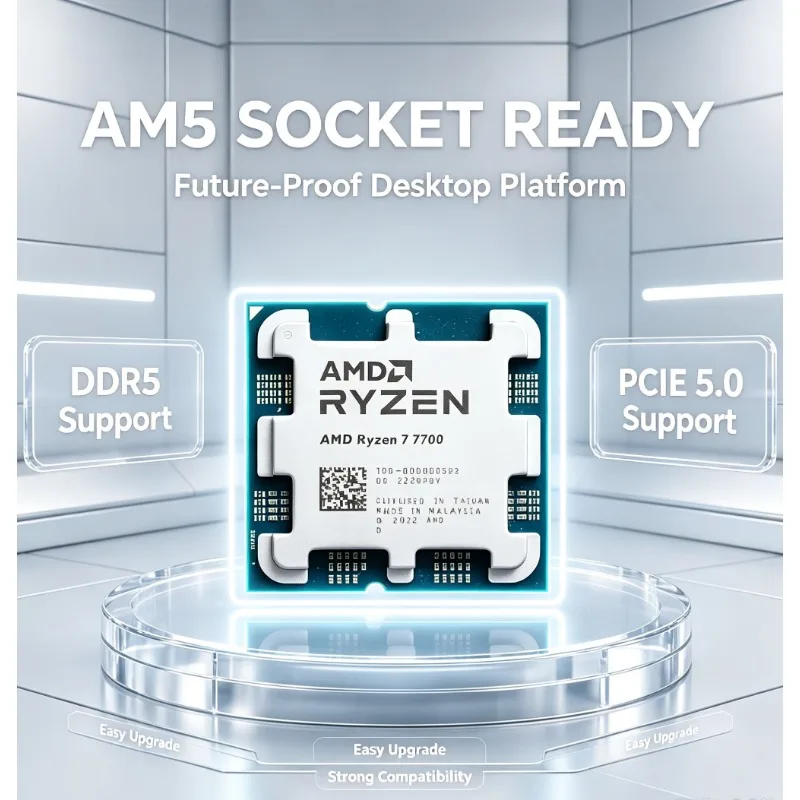 Ryzen 7 7700 Processor 8‑Core 16‑Thread 5.3GHz Boost Clock 40MB Cache DDR5 PCIe5.0 Socket AM5 For PC Gamers
