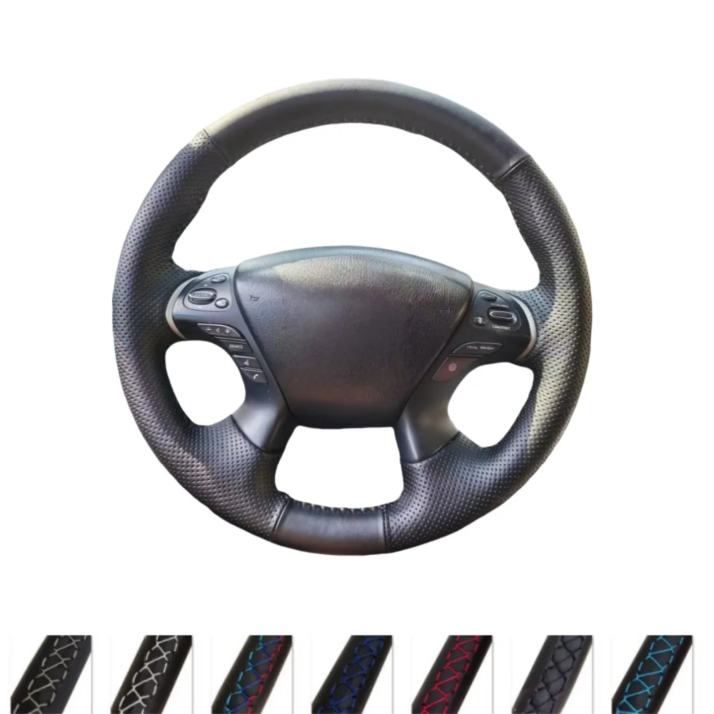 

Braid Car Steering Wheel Cover Wrap Hand Sewing Microfiber Leather Non-Slip For Infiniti M M30 M35 M37 M56 M30d M35h Auto Parts