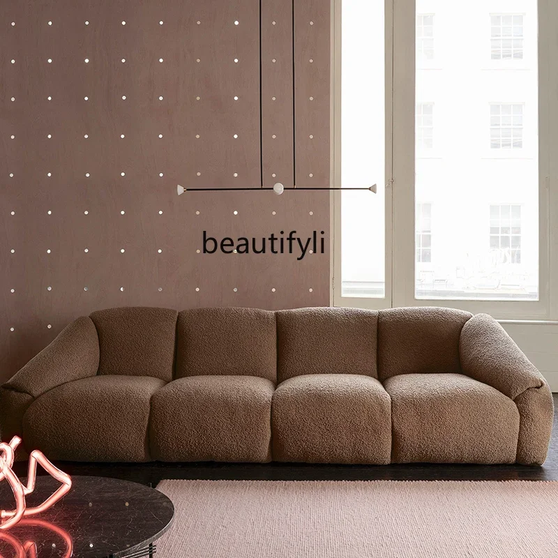 

zqxFurniture Puffer Sofa Brown Fabric Small Apartment Living Room Nordic Simple Silent Wind Puff Clouds living room decoration