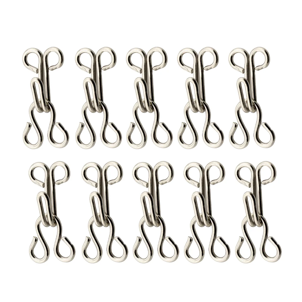 50PC Metal Hook Button Hooks and Eyes Closure Buckle Sewing Handcraft Tools for Collar Pants Coat (Silver)