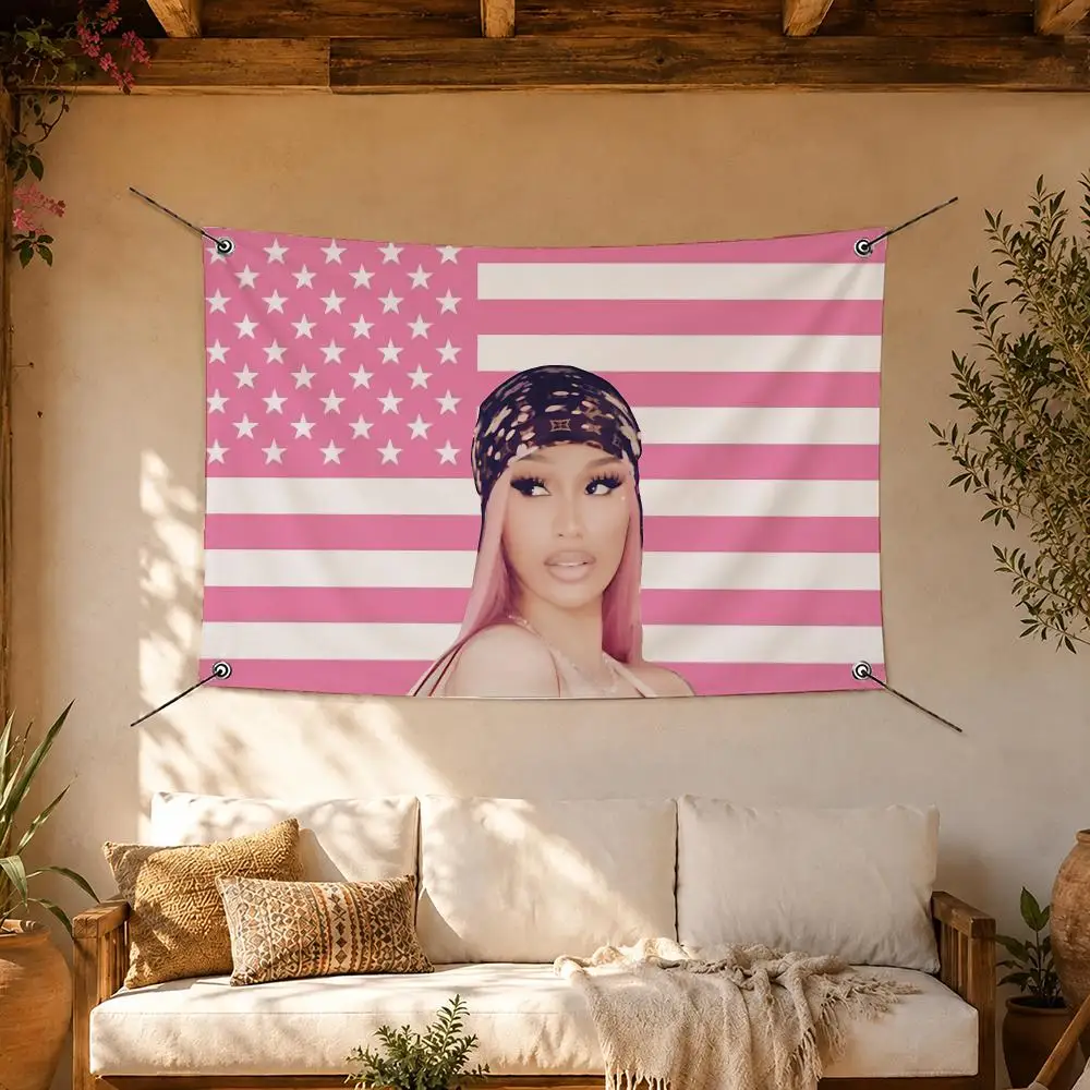 Nicki Minaj Rapper Art Flags Room Home Decor Wall‑Hanging Art Banner, Outdoor for Bedroom Party Background Decoration