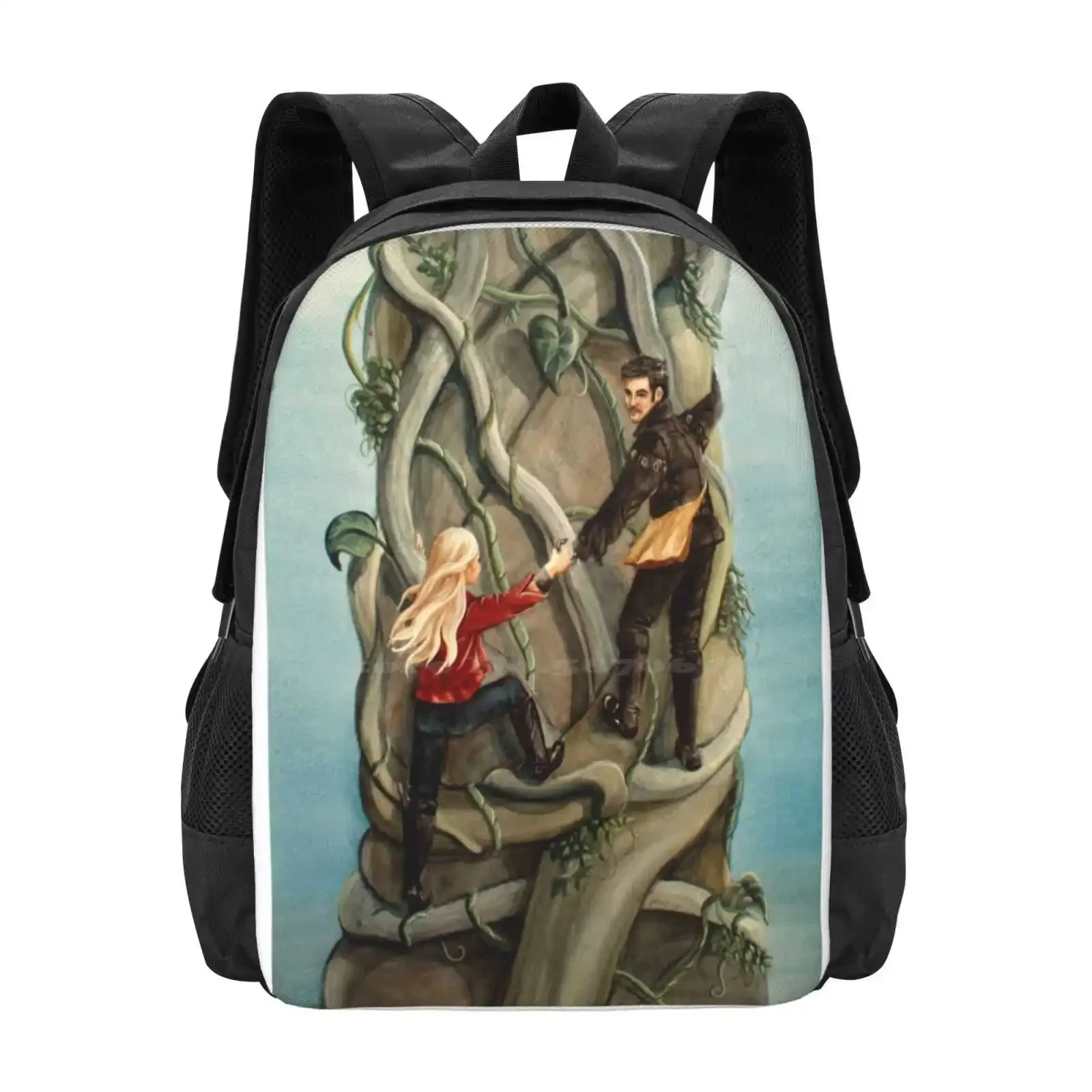 

First Beanstalk  Fashion Pattern Design Travel Laptop School Backpack Bag Magic Bean Beanstalk Captain Swan Ouat Captain Hook