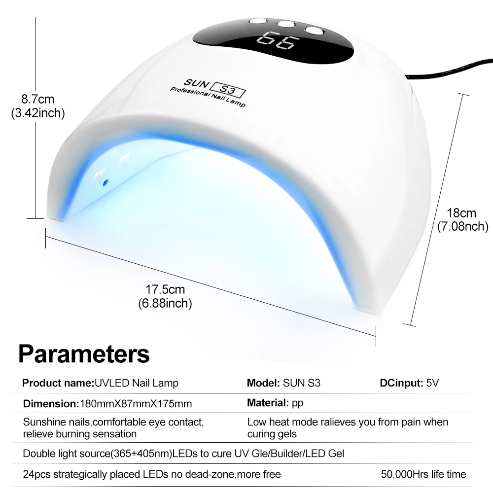 SUN S3 48W LED UV Lamp For Nails Drying All Gel With Motion Sensing Professional Cabin Manicure Machine Tool For Home Use