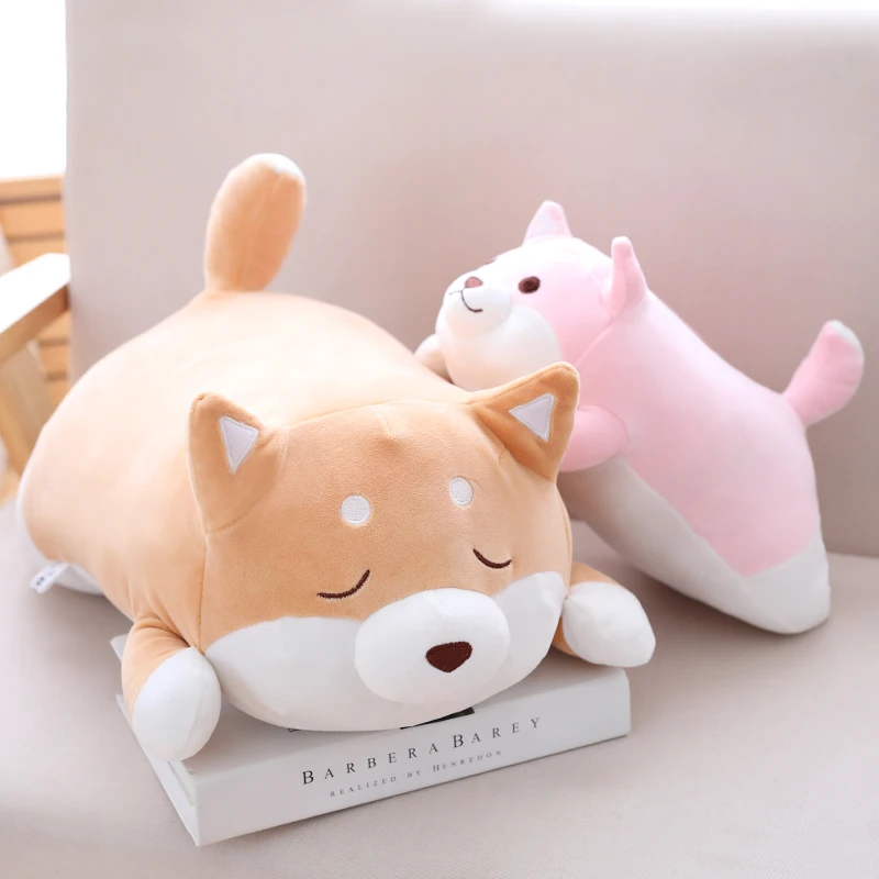 

Fatty Shiba Inu Dog Stuffed Doll Squishy Animals Doggy Plush Toy Pink/Brown Eyes Open/Closed Appeasing Plushie 35/55cm