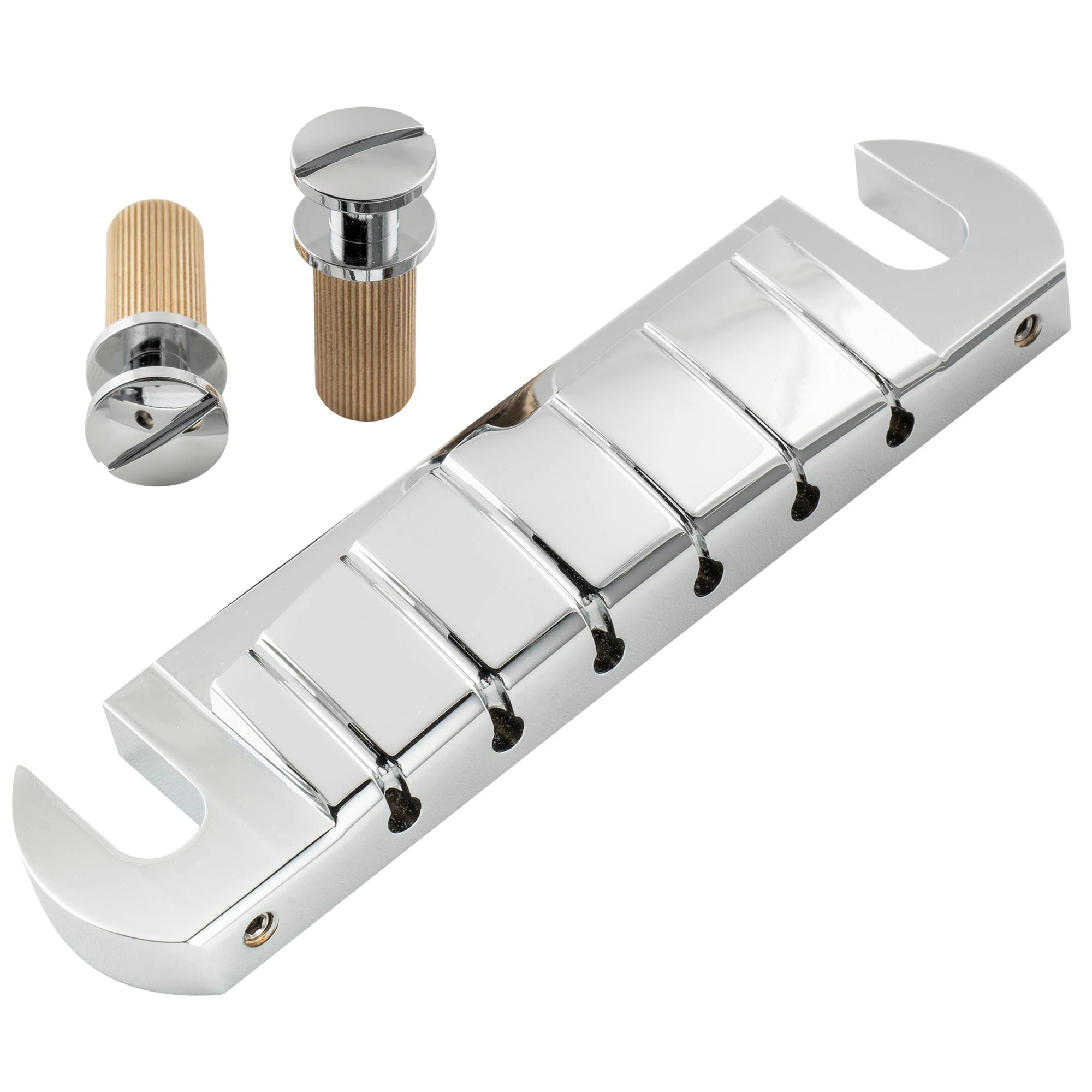 Musiclily Ultra 52mm Brass/Aluminum PRS Pre-set Intonation Wraparound Bridge Tailpiece for USA PRS Electric Guitar, Chrome