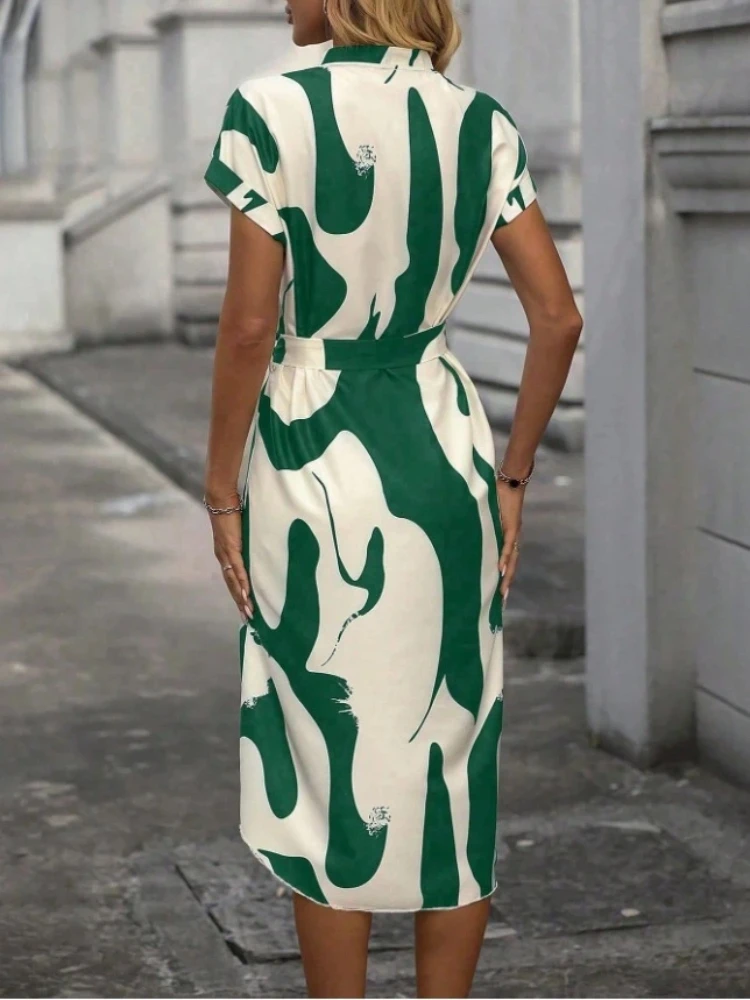 2025 ฤดูร้อน Lace Up Casual Boho ชุดสตรี V คอแขนสั้น Flowy ชุดมินิเซ็กซี่ Casual Beach Sundress MIDI ชุด