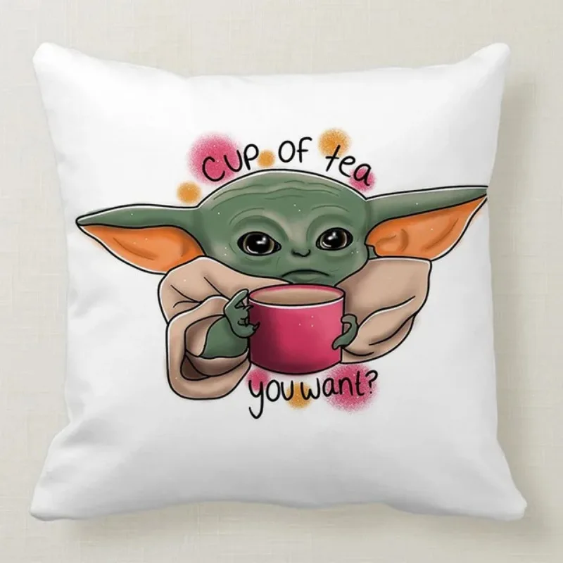 Yoda Baby Polyester Soft Cushion Cover Home Bedroom Office Hotel Car Decoration Cushion Cover Wedding Personality Gift 45x45cm .