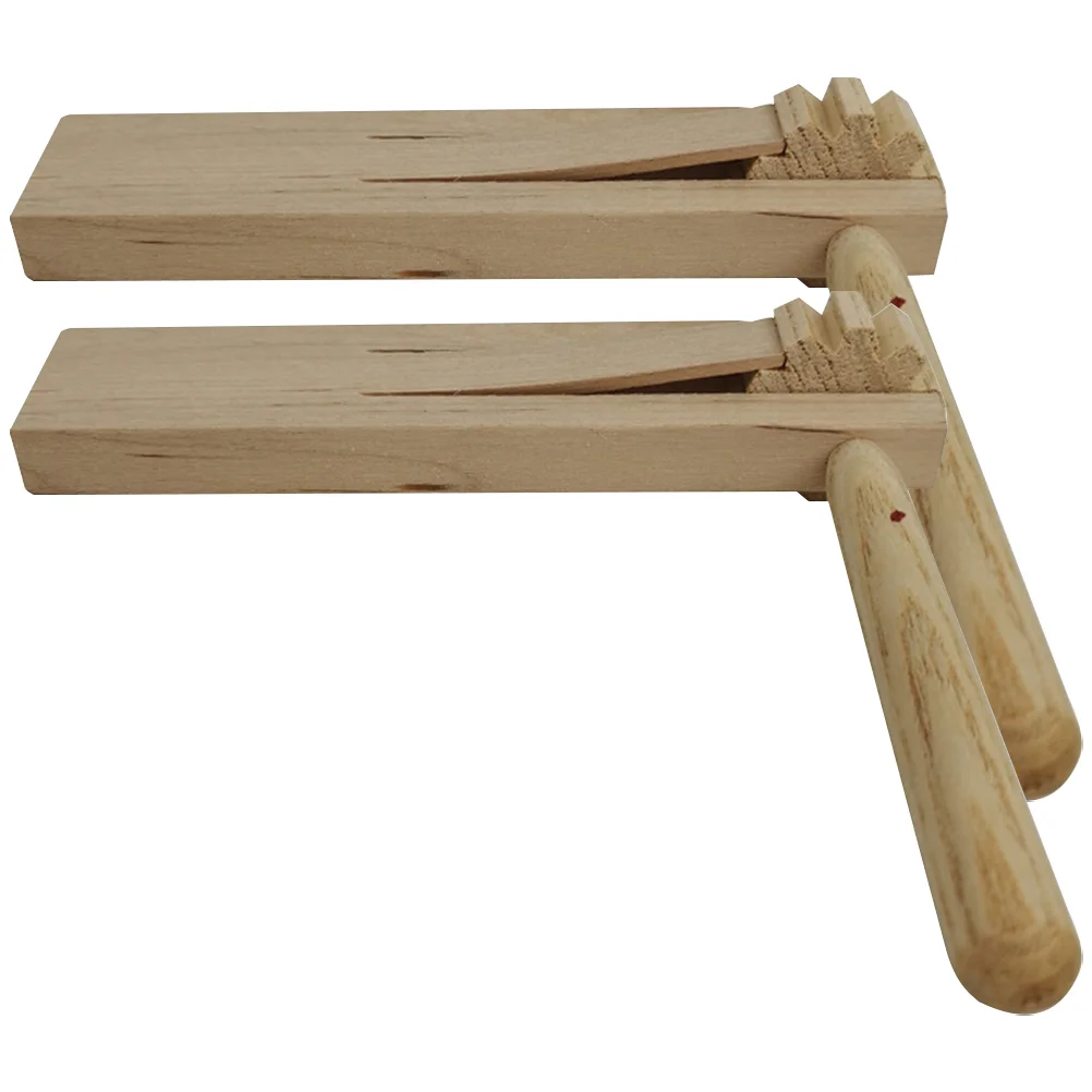 2 Pcs Toddler Soundboard Baby Musical Instruments Wooden Ratchet Castanet for Kids