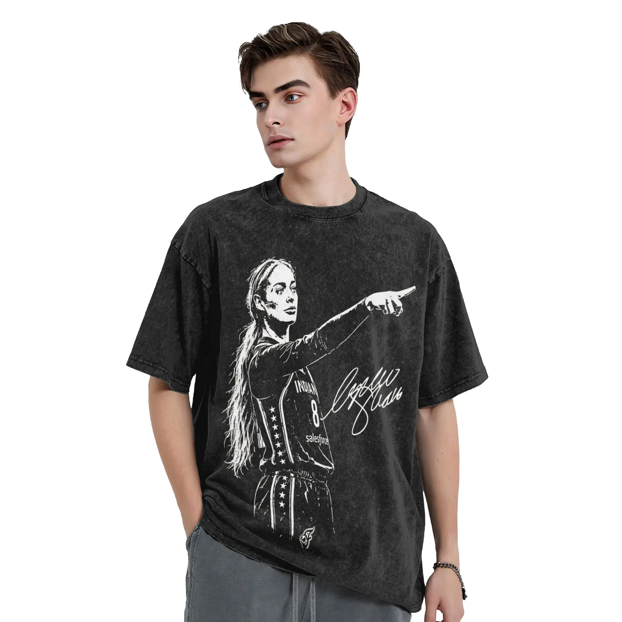 Washed T Shirts Sophie Cunningham Point Signature Basketball Cool T-Shirt Harajuku Streetwear Cotton Printed Tops Tee Shirt