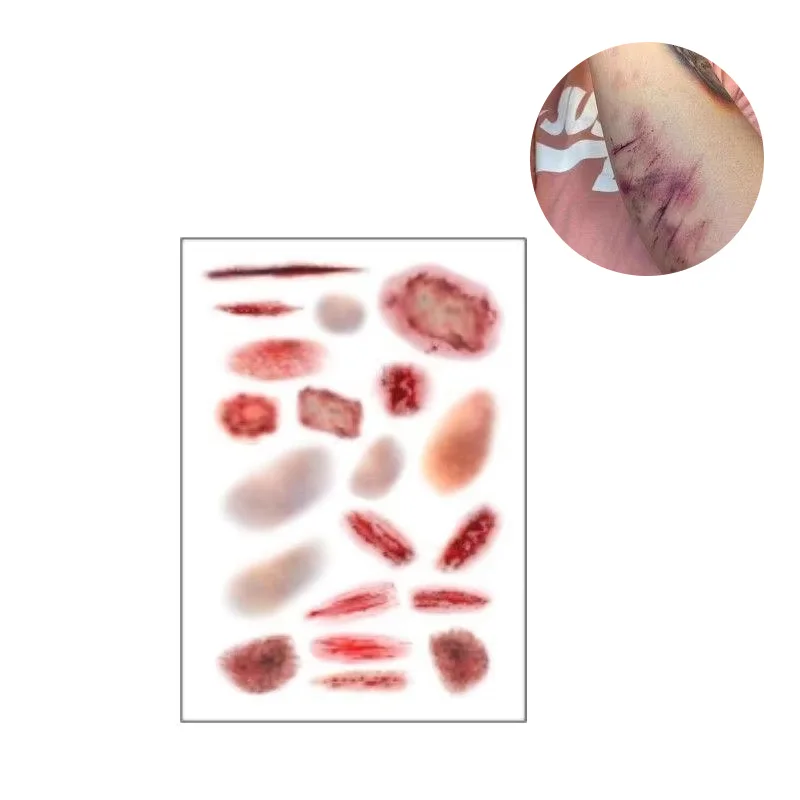 4 أوراق مقاوم للماء الذراع الكاحل ندبة لصاقات وشم دائم وهمية الوشم الجرح كدمات الوشم المؤقت تأثيري #1