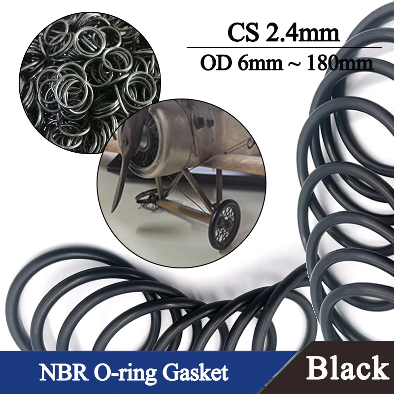 

Black NBR O-ring thickness CS 2.4mm OD 6~180mm Nitrile Butadiene Rubber Oil High Temperature Resistant O Ring Sealing Gasket