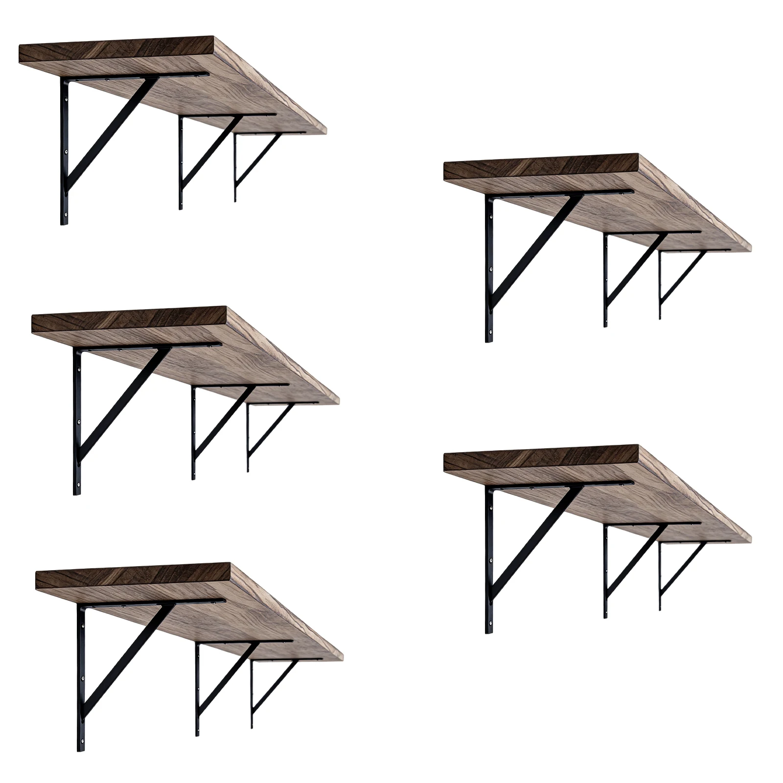 

5-Tier Floating Shelves with Metal Bracket Solid Wood Large Bookcase 72.05x11.81x7.87in Suitable for Kitchen Bathroom Coffee Bar