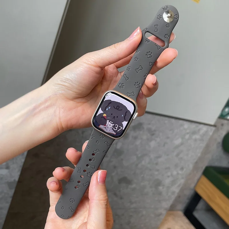 Cute Puppy Paw Soft Band per cinturino Apple Watch per iWatch Series 7/SE/5/6 40 mm44mm 41mm 45mm cinturino in Silicone goffrato per Iwatch