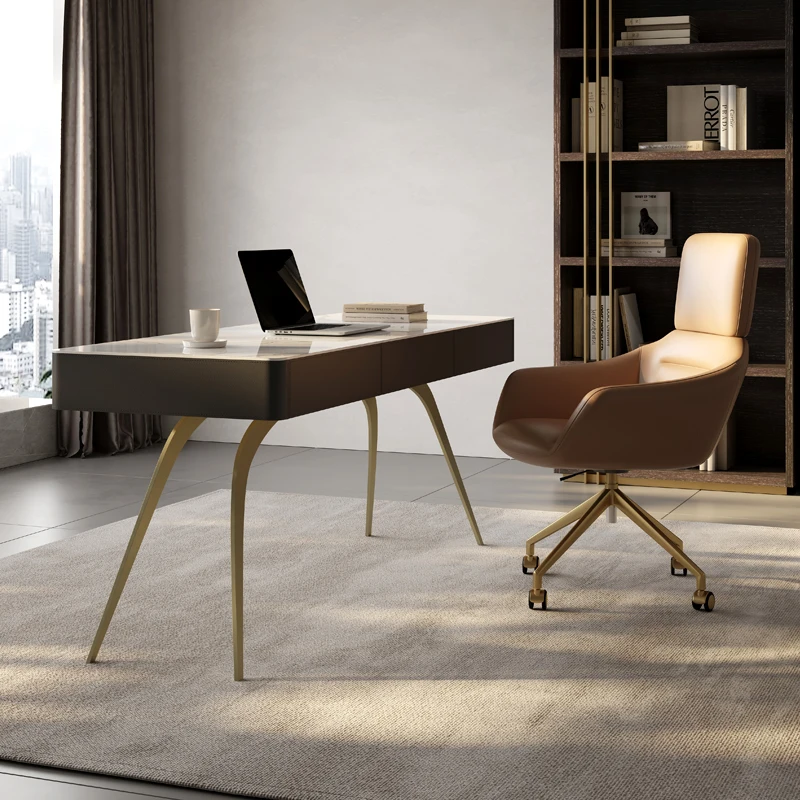 

Italian light luxury desk modern simple rock board desk designer living room high-grade large desk study computer desk
