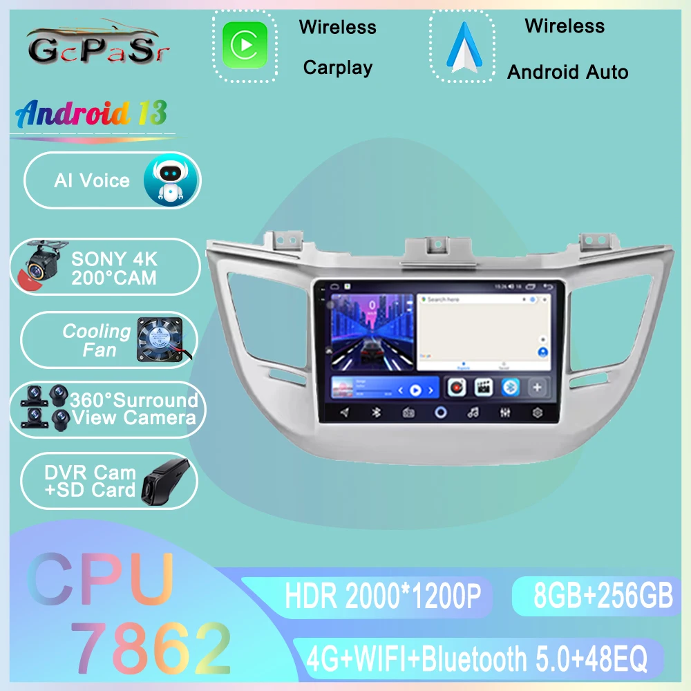 

Android 13 For Hyundai Tucson IX35 3 2015 2016 2017 2018 Car Radio Head Unit DSP Multimedia Video Player Navigation GPS No 2 Din