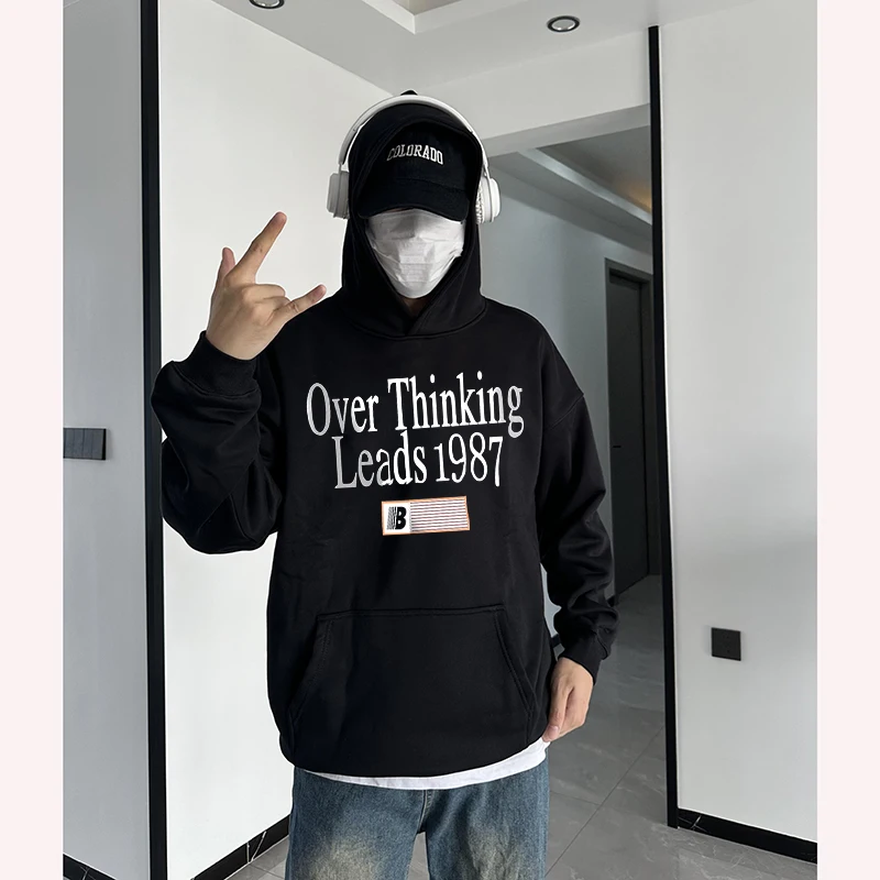 

Мужская толстовка с буквенным принтом Bla, осенне-зимняя, в американском стиле, утепленная флисом, повседневная, свободного кроя, с длинными рукавами