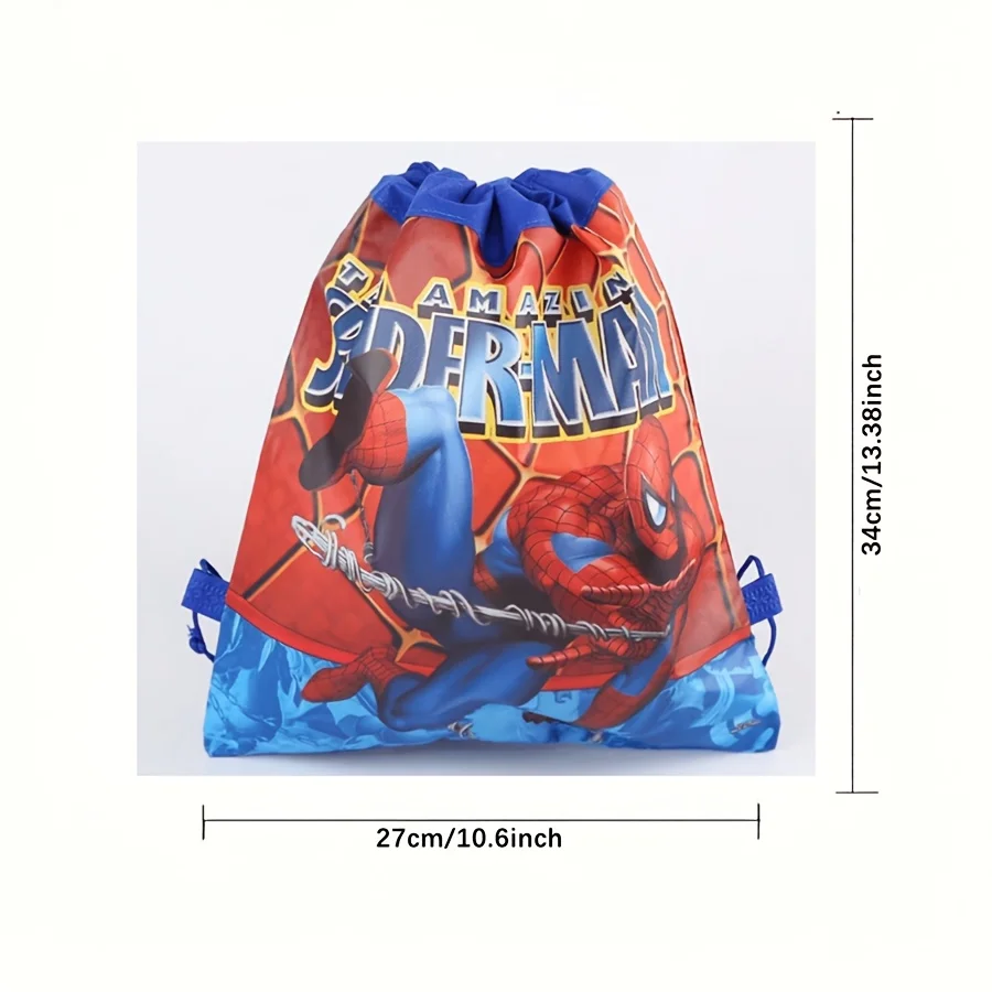 Mesuca Superhero Character Drawstring Backpack Water Resistant Gym Sackpack Lightweight String Bag for Training Swimming Travel