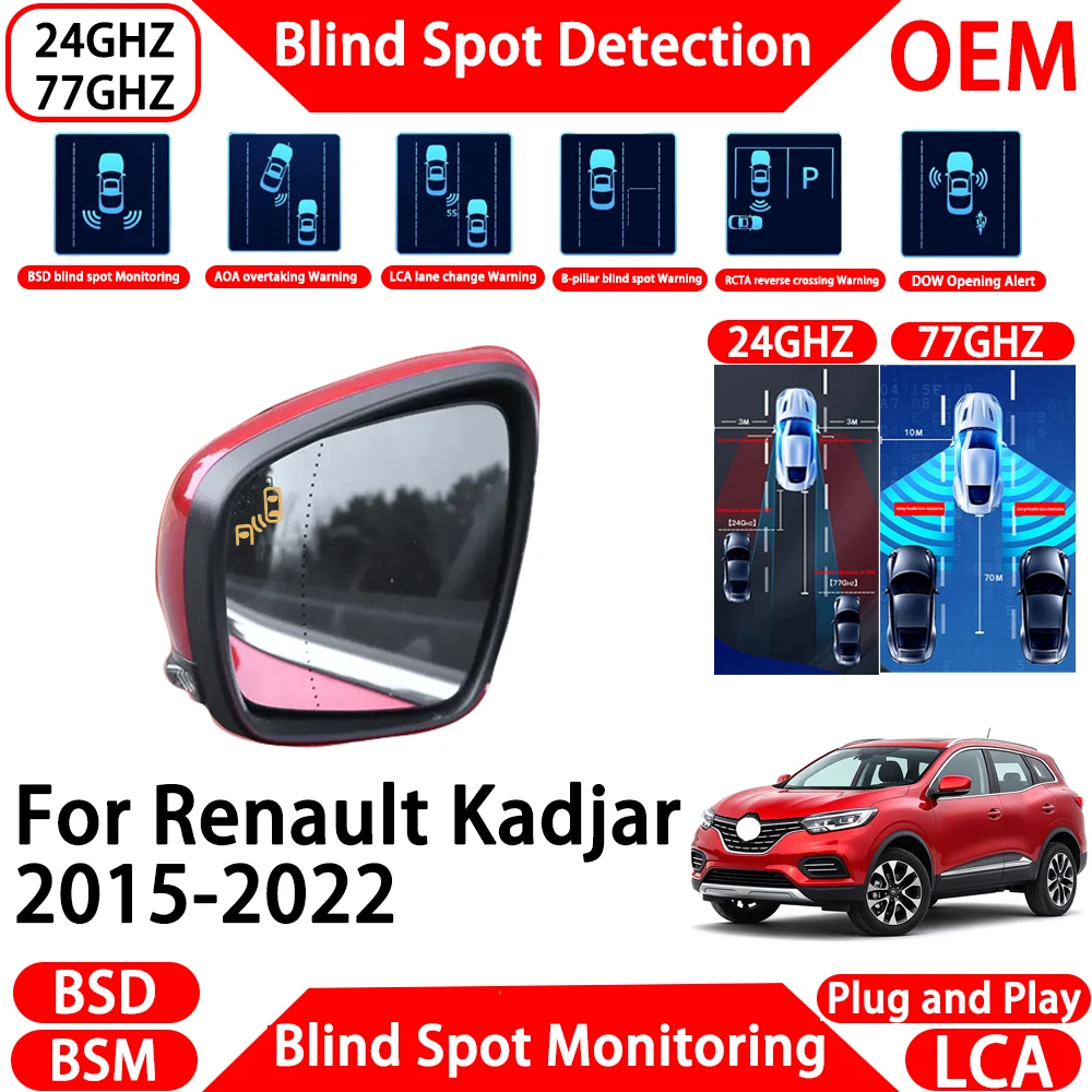 for Renault Kadjar 2015-2022 Blind Spot Assist Monitoring Detection System Millimeter Wave Radar Alert Driver Assistance System