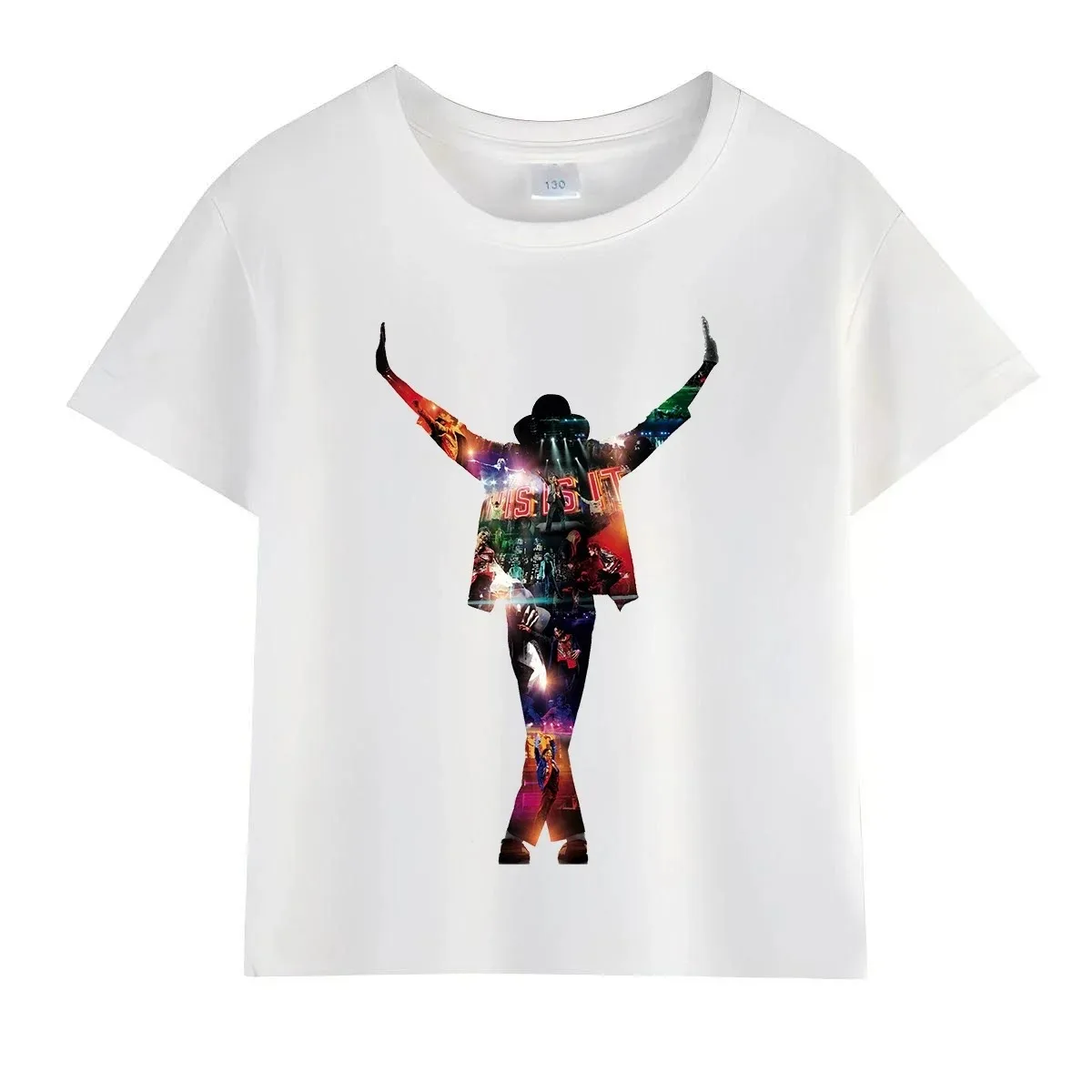 Kids Michael Jackson Rock N Roll T-Shirt Children's Fashion Crew Neck Top Summer Casual Clothes for Baby Boys/Girls