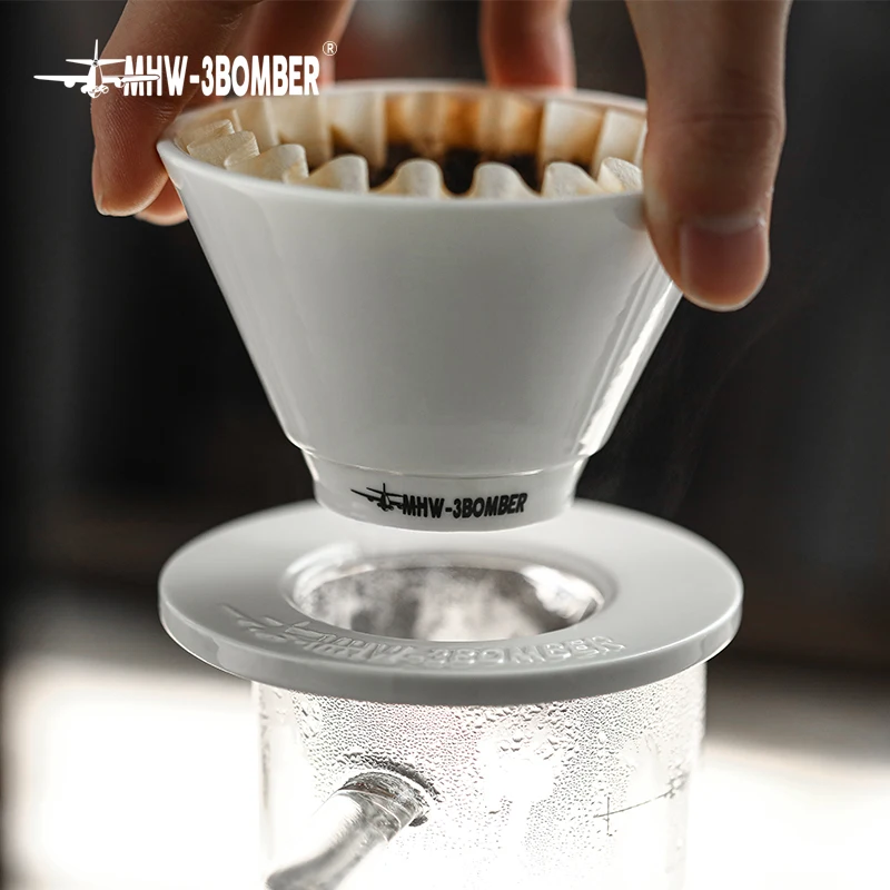 MHW 3BOMBER Porcelain Coffee Dripper Ceramic Coffee Filter Cup 3 Holes Paper Cone Manual Brew Tool Chic Home Barista Accessories