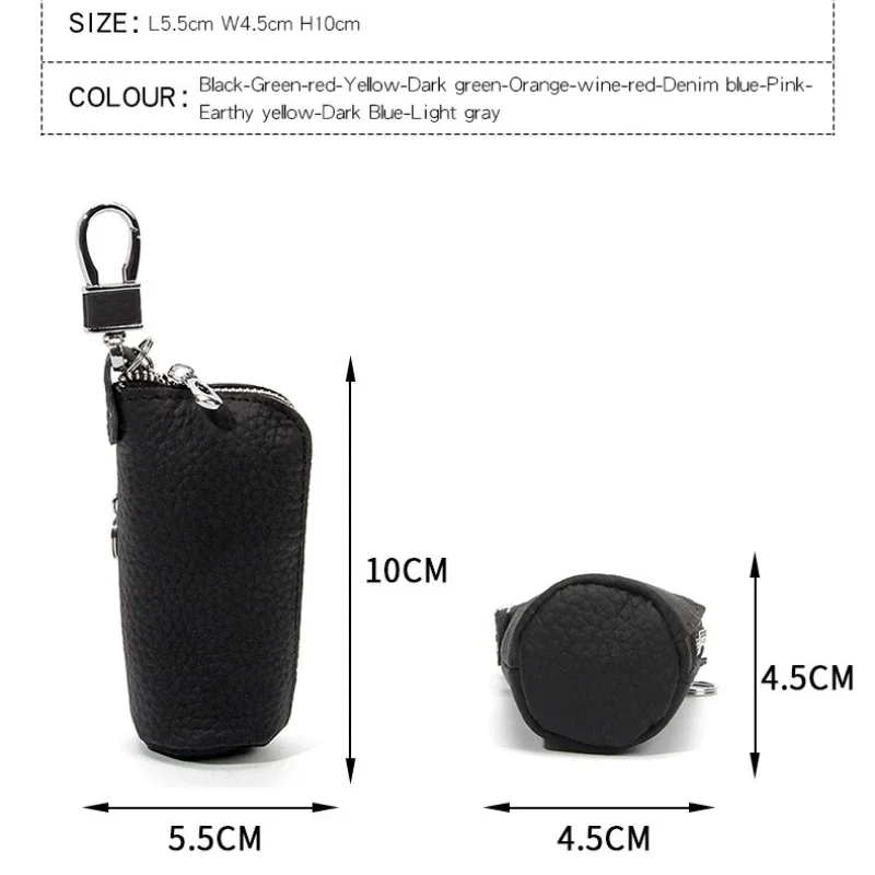 Portachiavi da donna in vera pelle per auto, portafoglio, chiavi appese in vita, chiusura con cerniera, custodia per organizer per chiavi di casa