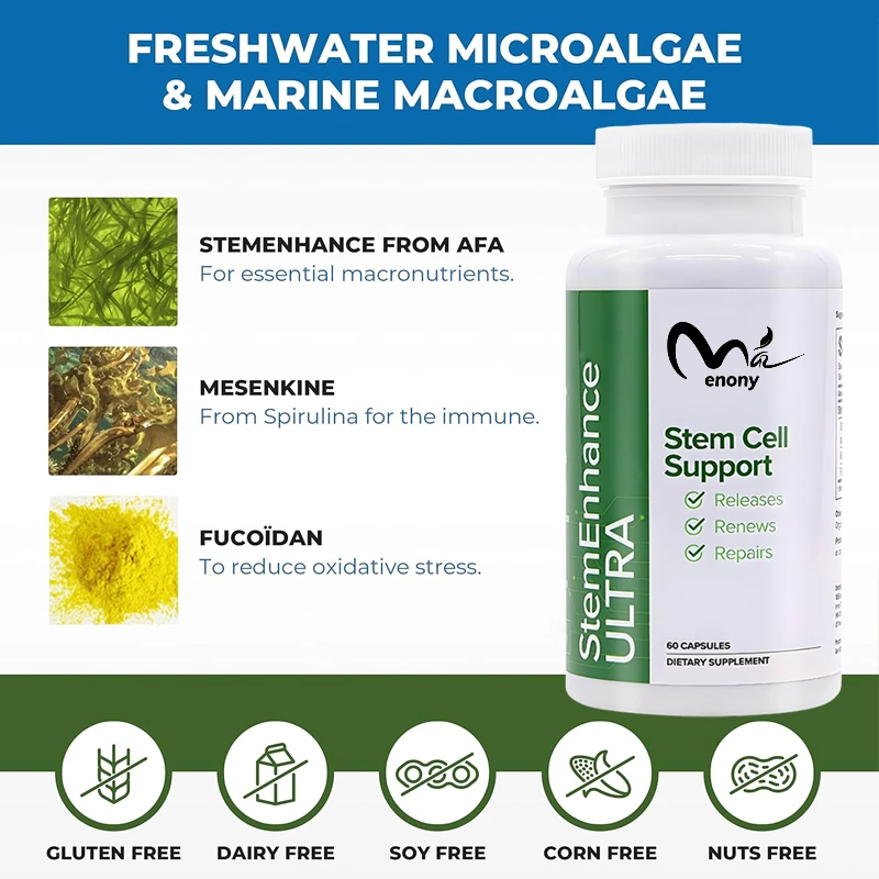 Super stem cell supplement, containing extracts of freshwater microalgae and marine macroalgae, helps with stem cell cycling