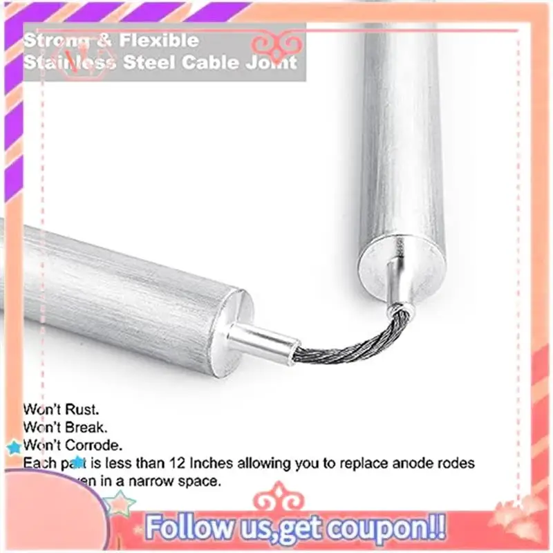 Magnesium Anode Rod Water Heater Anode Rod 3/4NPT Four-Section Conjoined Constant Temperature Heat Pump Magnesium Rod Durable