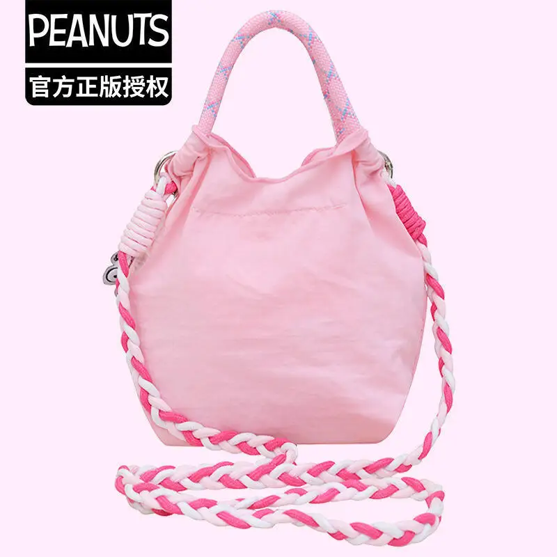 Snoopy Nylon Drawstring Mini Phone Bag Embroidery Crossbody Handheld Bag Portable Casual Storage Purse for Daily Use view 2