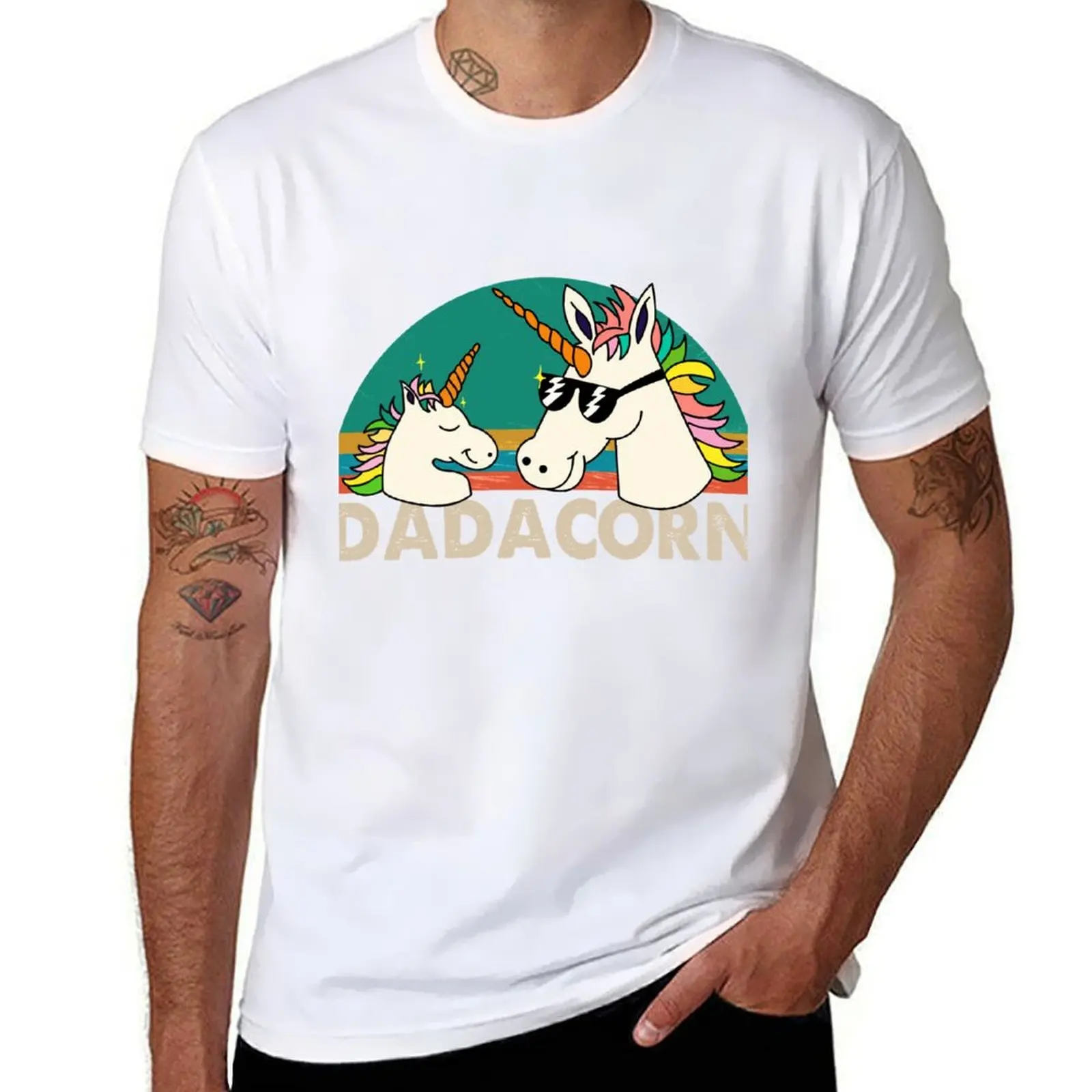 

Dadacorn Dad Unicorn Vintage T-Shirt Plus Size Gym Sports T-Shirt