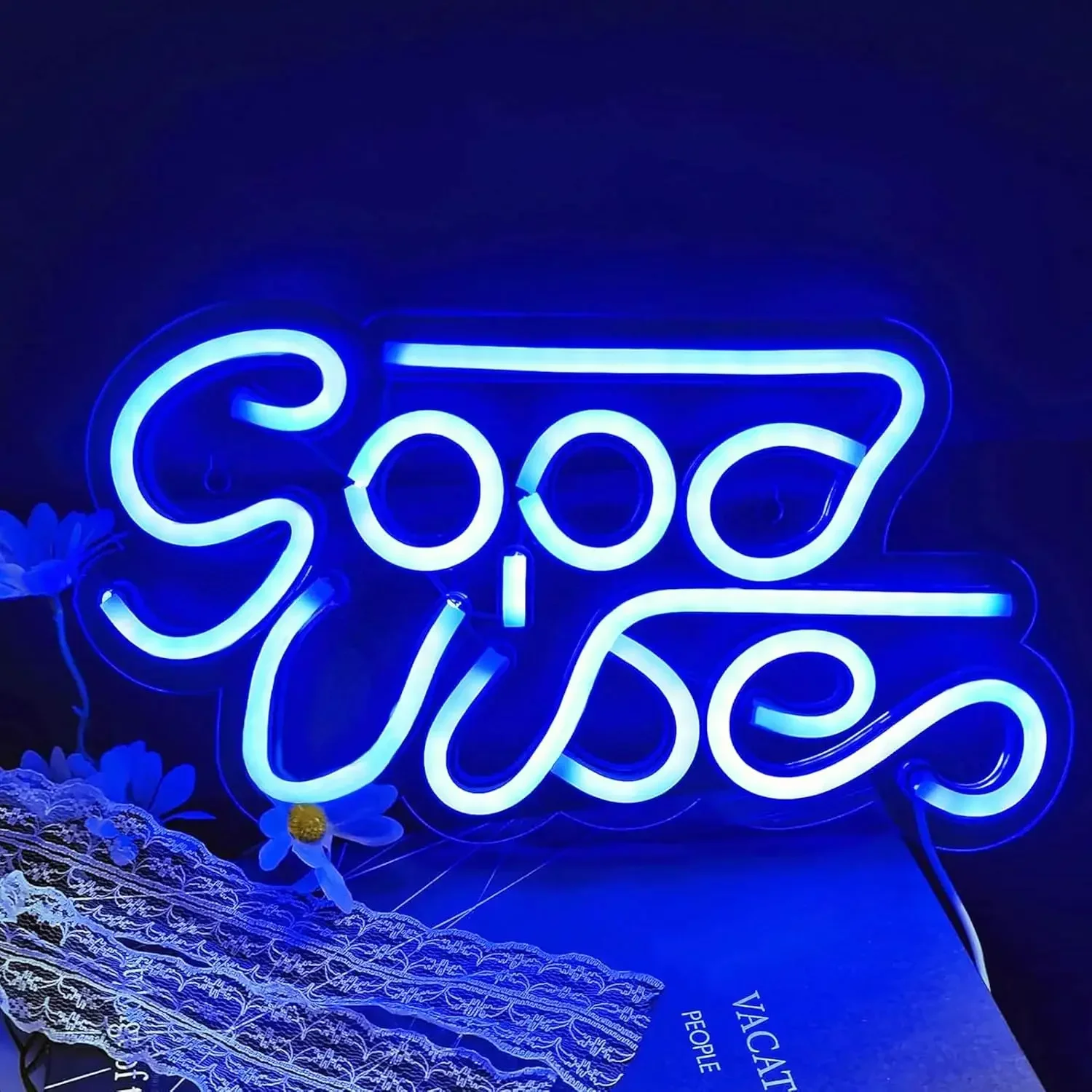 

Неоновая вывеска Good Vibes для танцевальных вечеринок, USB-светильник с регулируемой яркостью, светодиодный неоновый светильник для семейных встреч, декора стен спальни, клуба, подарки на день рождения