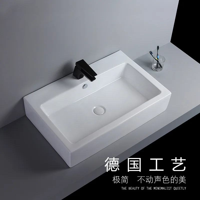 

80/77/60 cm large size basin square bathroom basin with faucet hole