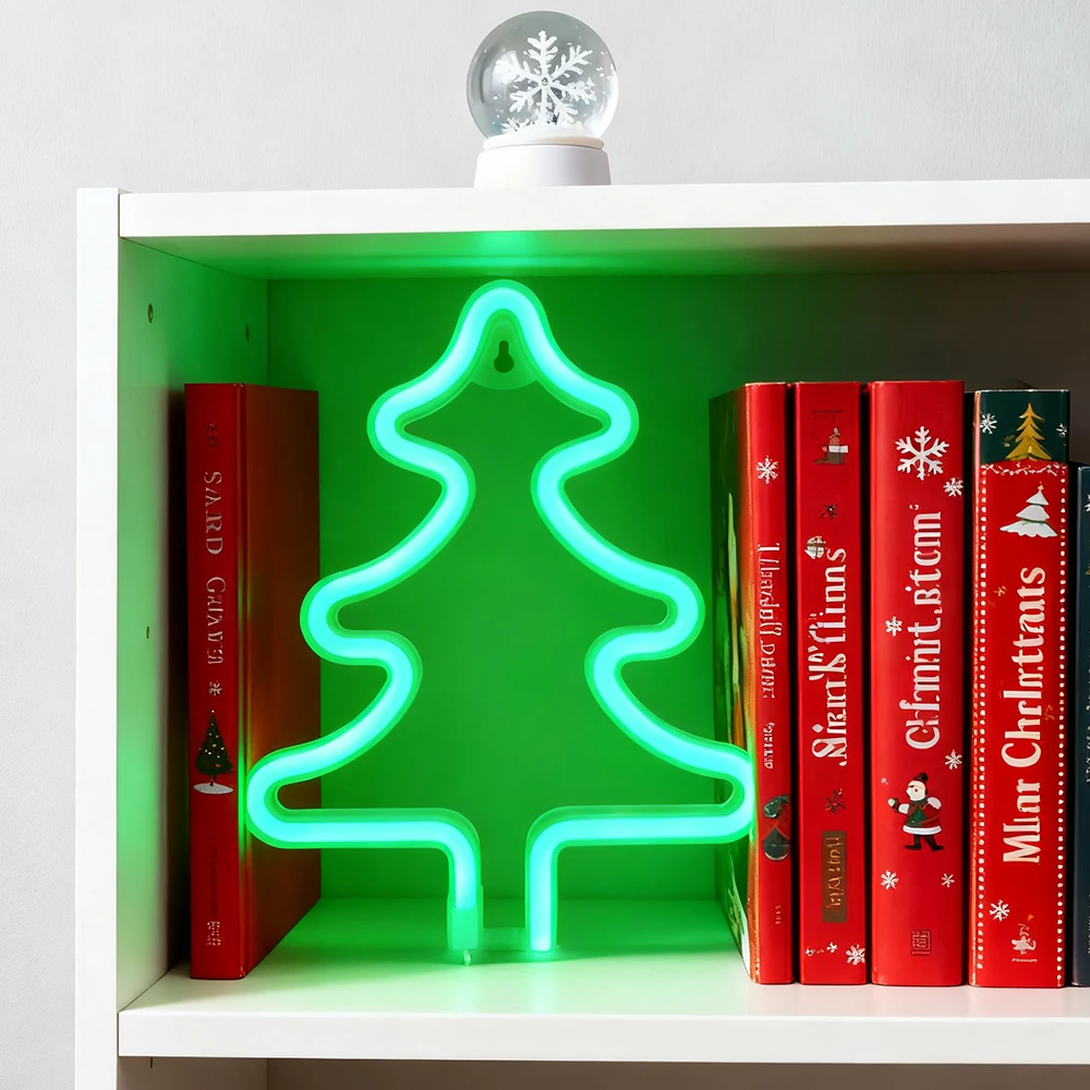 1PC LED Neon Light Luci da parete decorative natalizie Luce notturna per la decorazione della festa da parete del bar di casa (batterie non incluse)