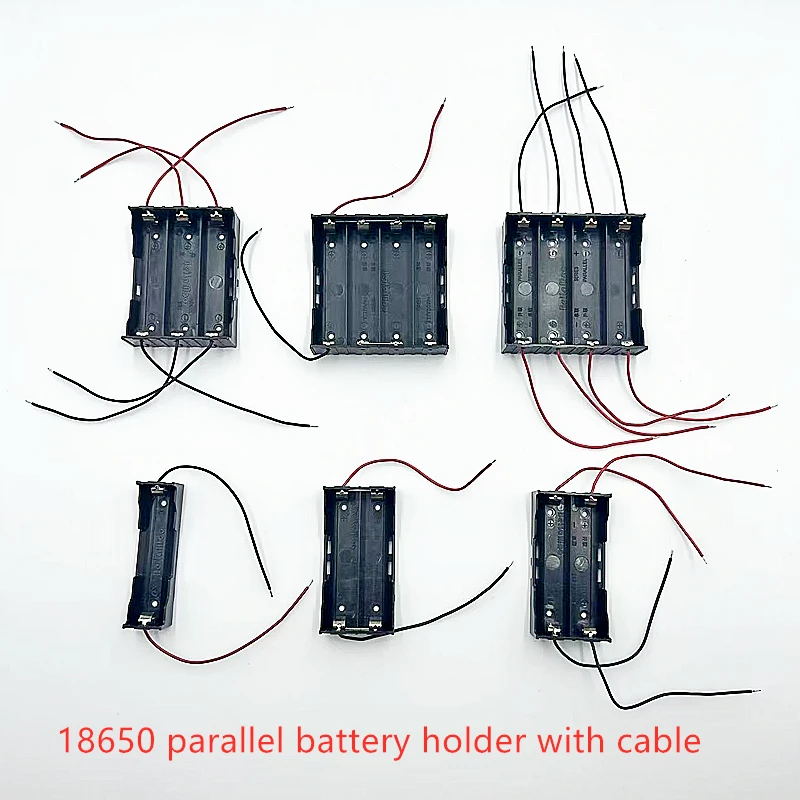 18650 parallel battery storage box hard shell bracket with leads for 1/2/3/4x slots 18650 rechargeable battery charging bank