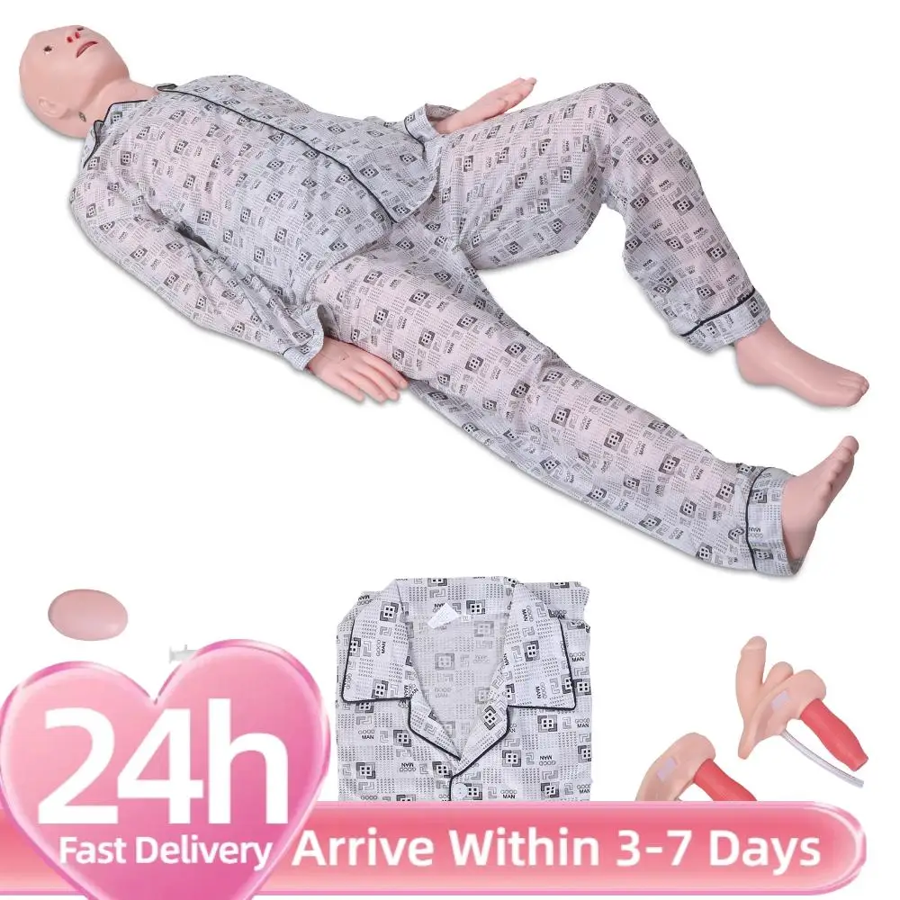 

Nursing Training Mannequin Male-Female 5.2ft Life Size with 3 Muscle Module & Hospital Gown & Urinary for Teaching