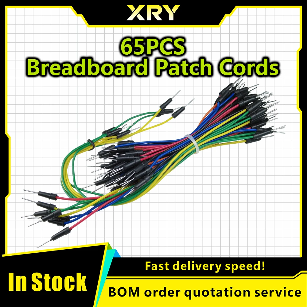 XRY 1pack of 65 pieces of New Solderless Flexible Breadboard Jumper Wires and Cables,Bread Plate Line, Breadboard Wire, Adapter