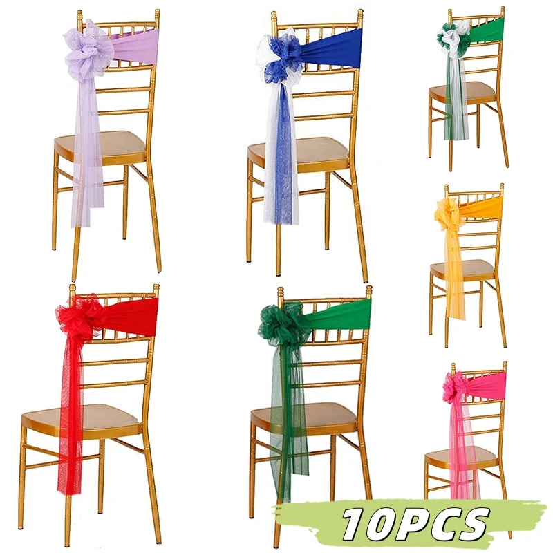 

10PCS Multi-color Spandex Stretch Chair Sashes Bows Chair Decoration Organza Tie Hotel Banquet Wedding Party Home Decorations