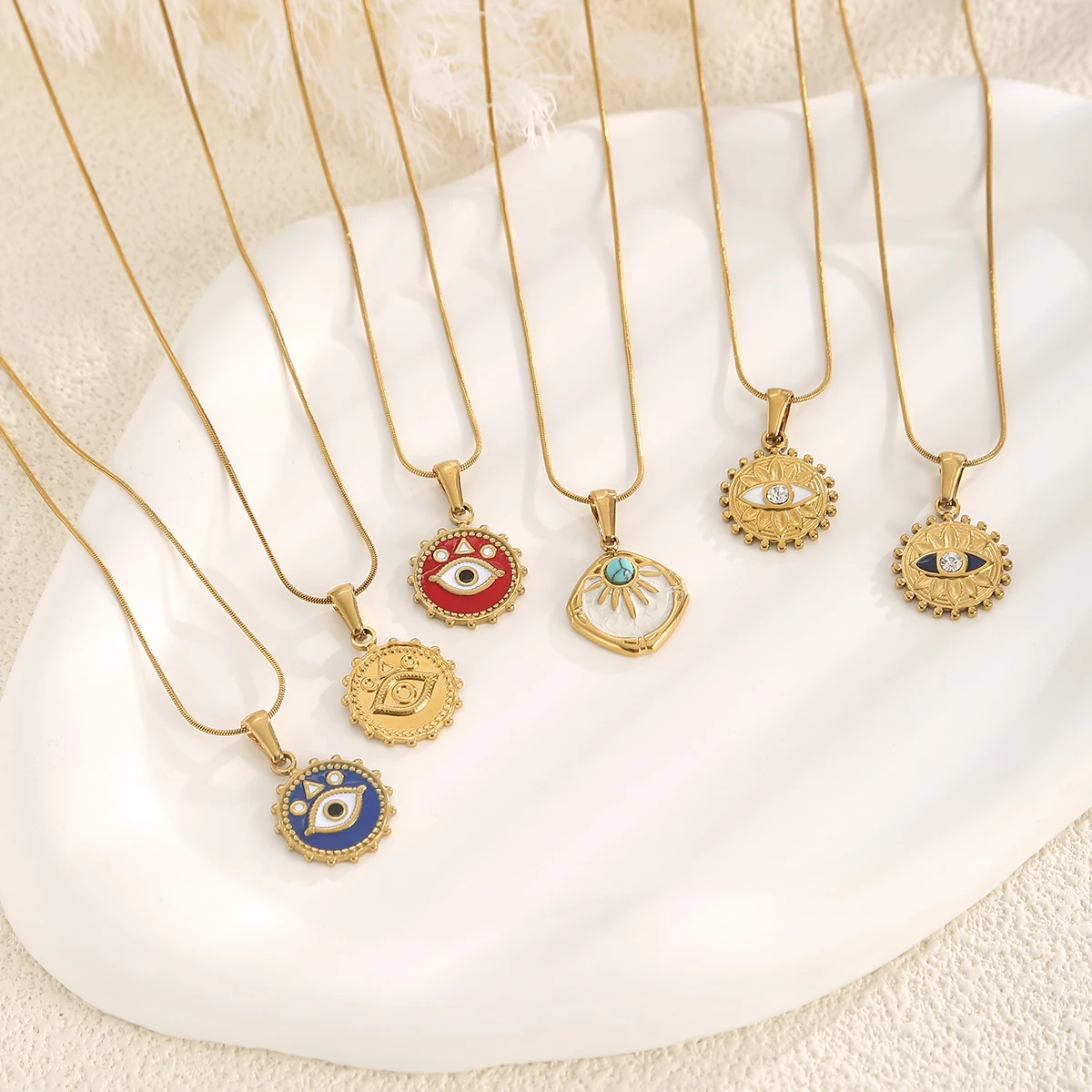 SOVOB العصرية روك الراب نمط عين الشر قلادة قلادة موضة الشارع الهيب هوب للنساء والرجال مطلية بالذهب المختنق اكسسوارات #3
