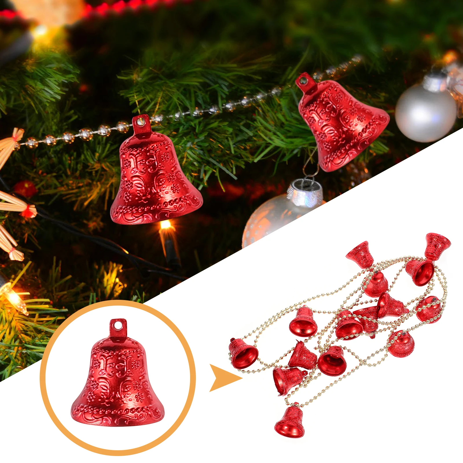 

3Pcs Christmas Bell Hanging String Plastic Jingle Bells Creative Decor for Tree Party Christmas Supplies Ornament Decoration